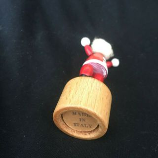 Vintage Push Button Collapsible Wooden Santa Toy made in Italy 2 