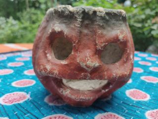 Vintage Papier - Mache Jack - O - Lantern Small Candy Container 3 - 1/2 " X 4 - 1/2 "