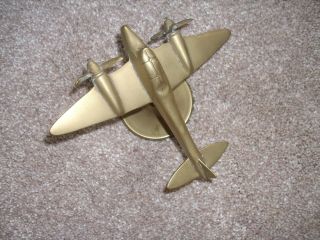 Vintage Solid Brass Model Ww2 Raf Mosquito Fighter/bomber Aircraft On Stand