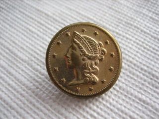 Vintage Small 11/16 " Metal Coin Style Button - Woman 