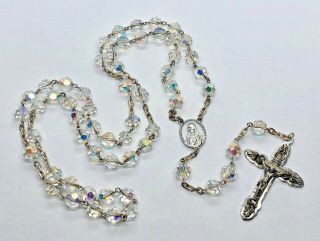 † Gorgeous Antique Rainbow Crystal Glass Beads Rosary †