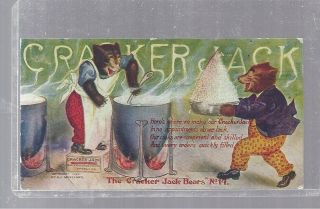 Post Card Cracker Jack Bears No.  14 Copyright 1907 Moreland 10 Cents Popcorn