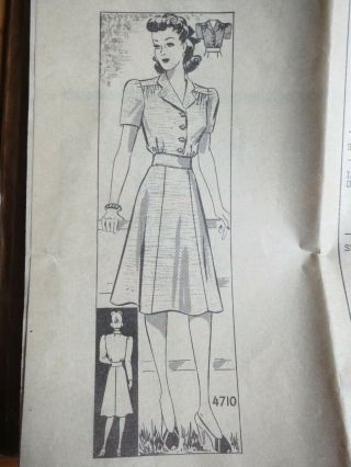 Anne Adams 4710 Vintage 40s Mail Order Sewing Pattern Size 14 Bust 32 1940s 30s