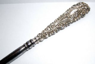 Antique Solid Silver Handle Button Hook