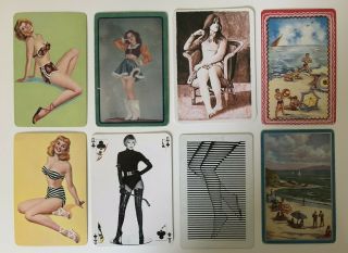 8 Vintage Playing Cards Ladies/people Pinups/majorette/beachergoers 1 Swap