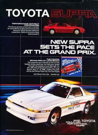 1986 1987 Toyota Supra Grand Prix Race Advertisement Print Art Car Ad A69