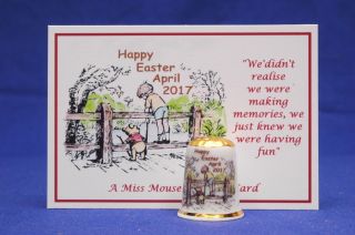 Happy Easter April 2017 Winnie The Pooh Gold Top,  Card China Thimble B/134
