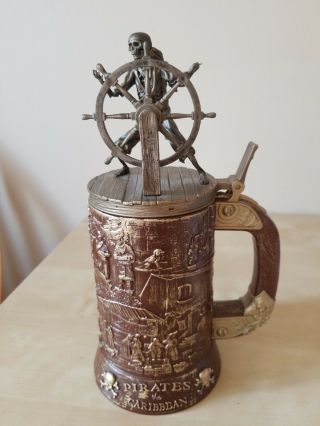 Disney Parks Pirates Of The Caribbean Skeleton Stein Cup Mug 50th Anniversary