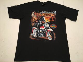 Vintage 1991 Harley Davidson American Heritage Indian T Shirt Mens Xl