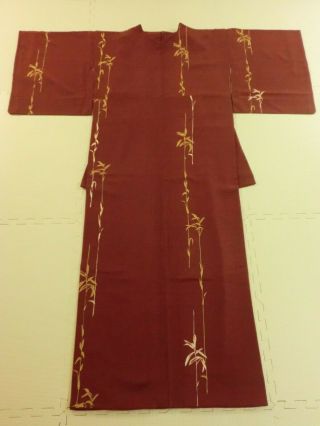 Japanese Vintage Kimono,  SILK,  Brown,  Hand painting,  HAKKAKE P041734 5