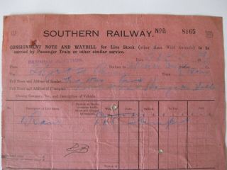 RARE WAYBILL SR 1928 BARNHAM JUNCTION to MILLERS DALE R WHITEHEAD HARGATE HALL 5