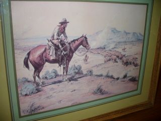 Vintage C.  M.  Charles M Russell Western Cowboy Cattle Mountains 3