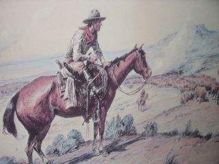 Vintage C.  M.  Charles M Russell Western Cowboy Cattle Mountains 4