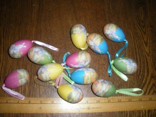 12 Easter Eggs Easter Egg Tree Ornaments Vintage Easter Bunny Rabbit Look