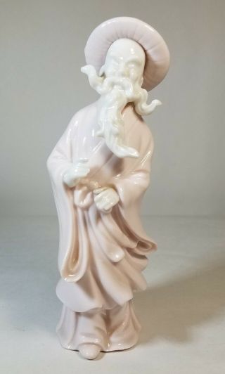 Vintage Lenwile Ardalt Verithin White Pink Porcelain Asian Wise Old Man Figurine