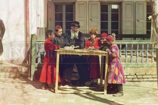 Judaica Russia Group Of Jewish Children With A Teacher Samarkand Color Photo 4x6