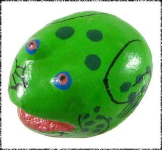Painted Wood Frog Realistic Button,  Mexican Folk Art Style