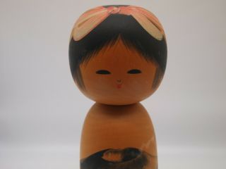 12.  5inch Huge Japanese vintage wooden kokeshi doll signed / Cute girl 2