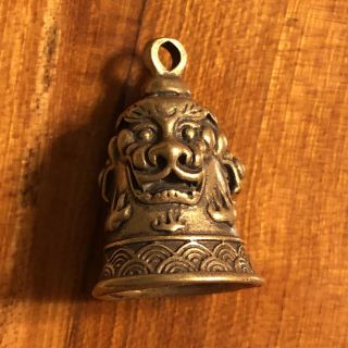 Antique Old Style Chinese Asian Brass Lion Foo Dog Buddhist Bell Collectible