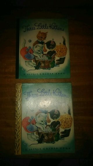 1942 First Edition Little Golden Book Three Little Kittens Dust Cover Rare