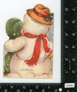 Vintage diecut Christmas greeting card boy kid Snowman - Rust Craft 3
