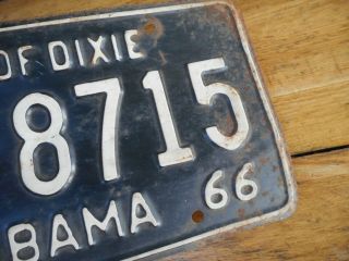 Vintage Heart of Dixie Alabama 66 License Plate Tag 29 - 8715 1966 Elmore County 2