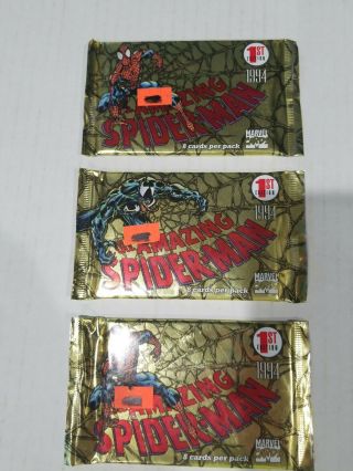 1994 The Spider - Man 1st Edition Marvel Cards.  3 Packs Unopened/sealed