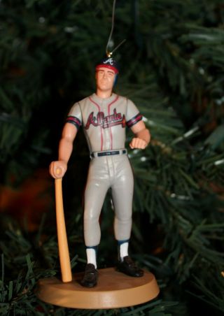 Chipper Jones Atlanta Braves On Deck Grey Uni Baseball Christmas Tree Ornament