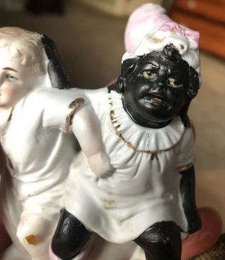 Vintage Black Americana Bisque Figurine 3 Children On Chamber Pot