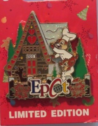 Disney Wdw Gingerbread House Holiday 2011 Chef Chip N Dale Epcot Le 2500 Pin