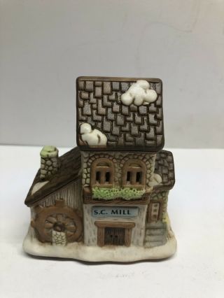 Porcelain Bisque Miniature Olde Town Village S.  C.  Mill; 1992; Has Box
