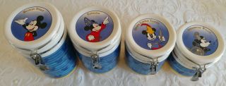 Disney Mickey Mouse Stoneware Ceramic Canisters - Set Of Four Different Mickeys