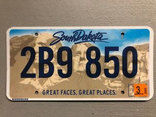 South Dakota License Plate Great Faces Great Places Random Letters/numbers