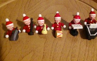 Vintage Mini Wooden Christmas Figurines Made In Japan