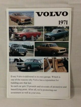 1971 Volvo Full Line Full Color Brochure 6 Page Folder 8.  25 " X 11.  75 "