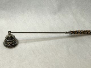 Rhinestone & Painted Sunflowers Pagan Wiccan Large Silvertone Candle Snuffer