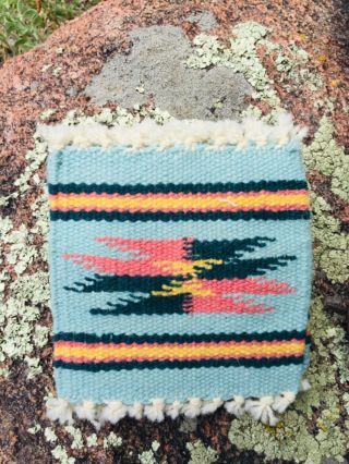 Vintage Chimayo Wool Southwest Coasters - great colors Set of 3. 3