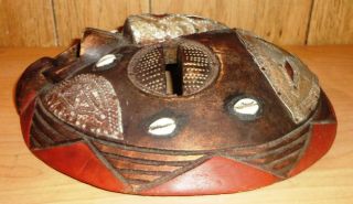 Vintage Hand Crafted Wood,  Metal & Shells Ghana Tribal African Mask,  Cool Item. 2