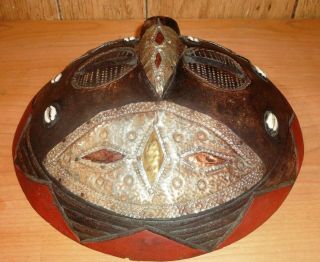 Vintage Hand Crafted Wood,  Metal & Shells Ghana Tribal African Mask,  Cool Item. 4