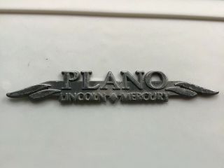 Vintage Plano Lincoln Mercury Car Dealer Dealership Metal Emblem