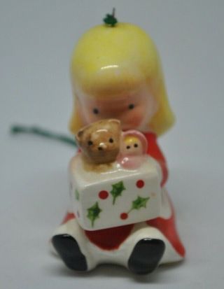 Joan Walsh Anglund Girl With Bear & Doll Present Christmas Tree Ornament Japan