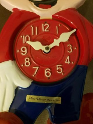 Rare Vintage Mickey Mouse Weighted Pendulum Wall Clock w/ Moving Eyes READ 3
