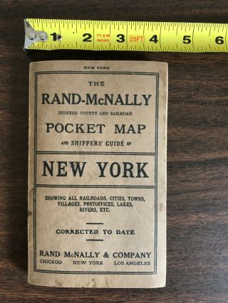 Vintage Rand - Mcnally Pocket Map Shippers Guide York Railroads Towns Villages