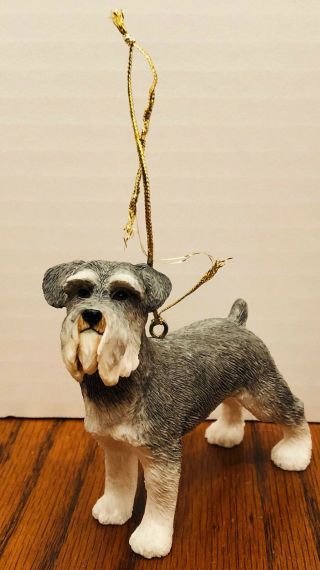 Gray And White Standing Schnauzer Christmas Ornament Grey Dog