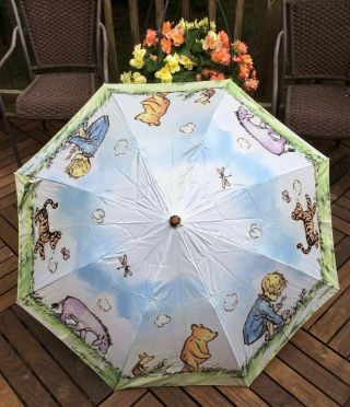 Classic Winnie The Pooh Lg.  Umbrella Piglet,  Tigger,  Eeyore,  & Christopher Robin