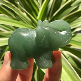 2.  0 " Natural Green Dongling Jade Hand - Carved Elephant For Home Decor