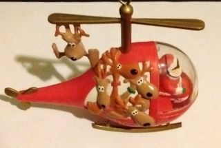 Vintage 1989 Noma Ornamotion Collectables Santa In Helicopter 2330 Ornament