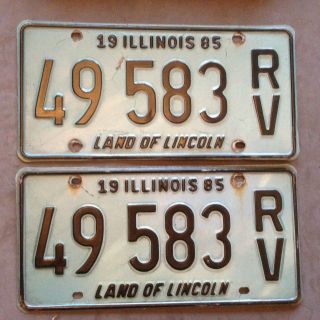 1985 Illinois Il License Plate Recreation Vehicle Pair Tag 49 583