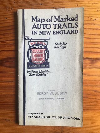 1921 Socony Motor Gasoline Standard Oil Co Auto Trails In England Road Map