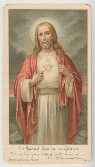 Sacred Heart Of Jesus Antique French Holy Prayer Card Boumard Edit